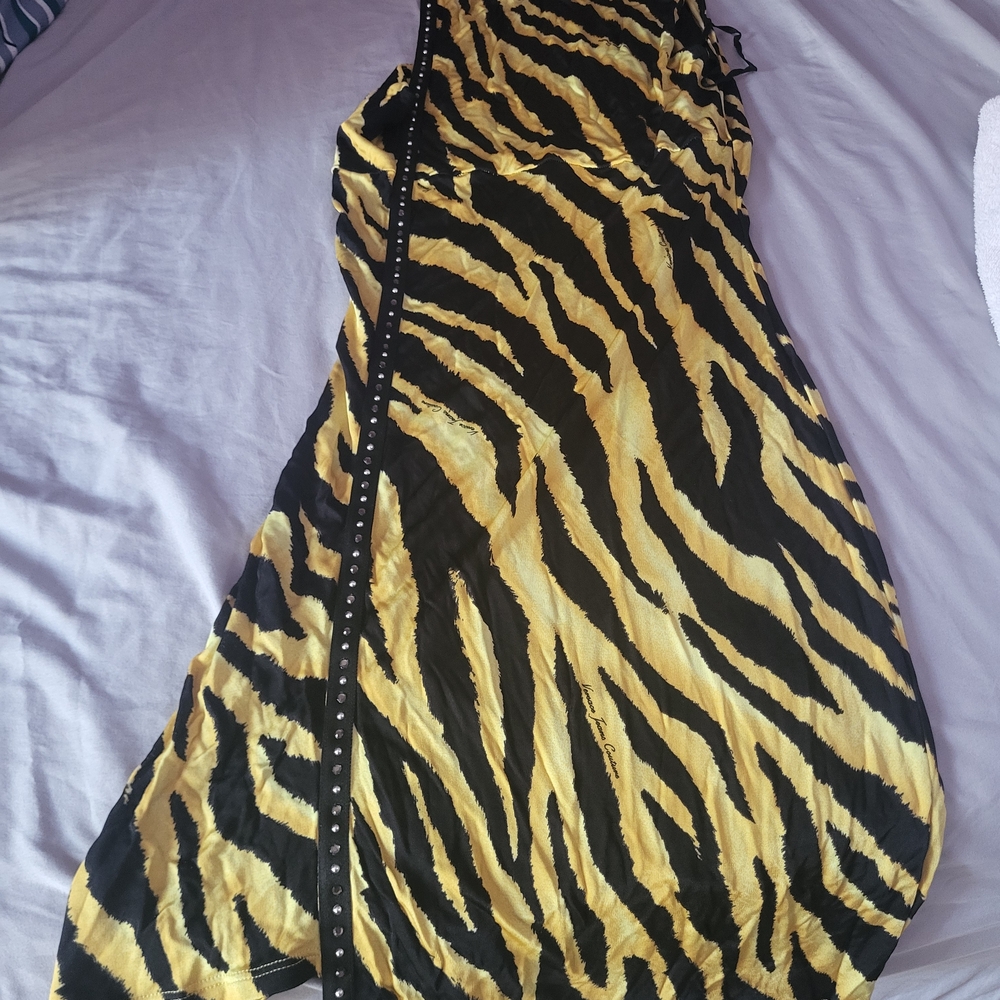 Versace Jeans Collection Black and Yellow Striped Dress